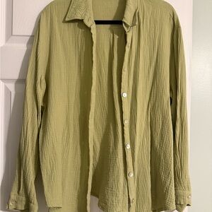 Light Olive Green Textured Button-Up Shirt - Princess Polly